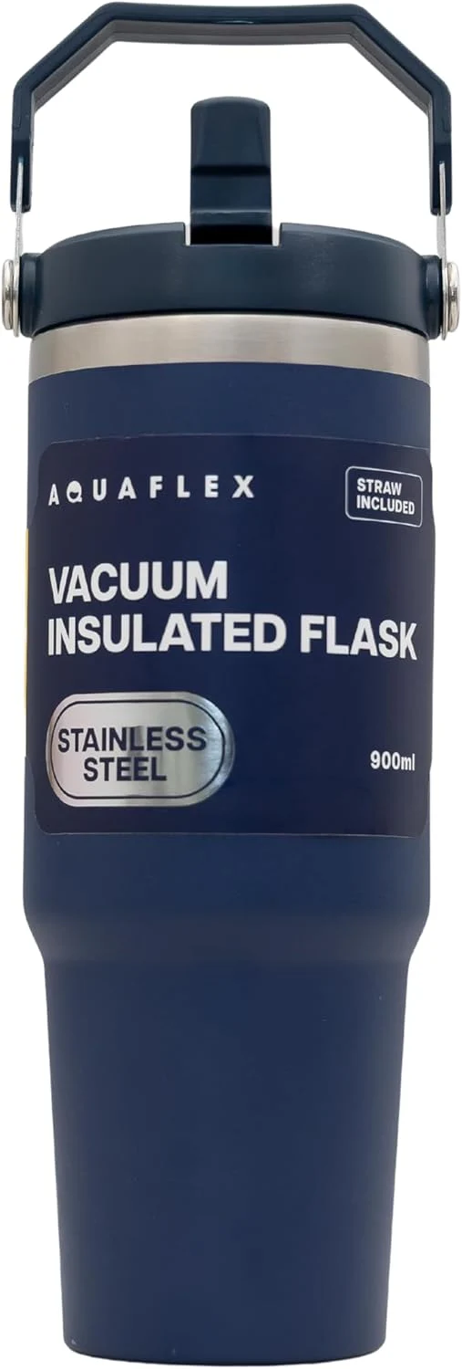 Aqua Flex Stainless Steel Water Bottle - Double Wall Vacuum Insulated Tumbler with Straw - Image 17