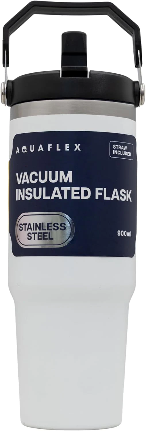 Aqua Flex Stainless Steel Water Bottle - Double Wall Vacuum Insulated Tumbler with Straw - Image 18