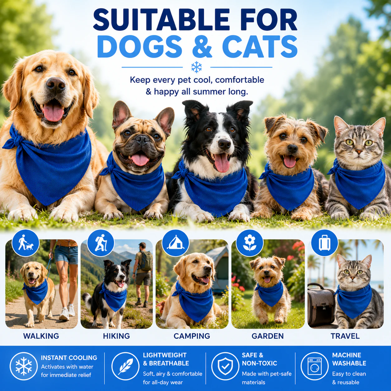 PawPride Dog Cooling Bandana - Lightweight Bandana for Dogs and Cats, Dog Cooling Collar for Summer Comfort - Image 5