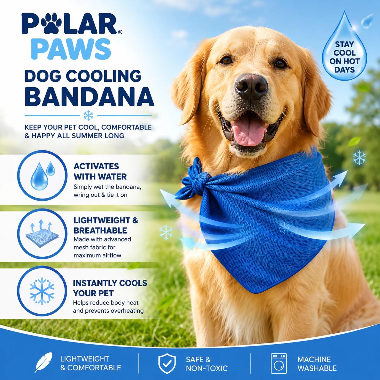 PawPride Dog Cooling Bandana - Lightweight Bandana for Dogs and Cats, Dog Cooling Collar for Summer Comfort - Image 8