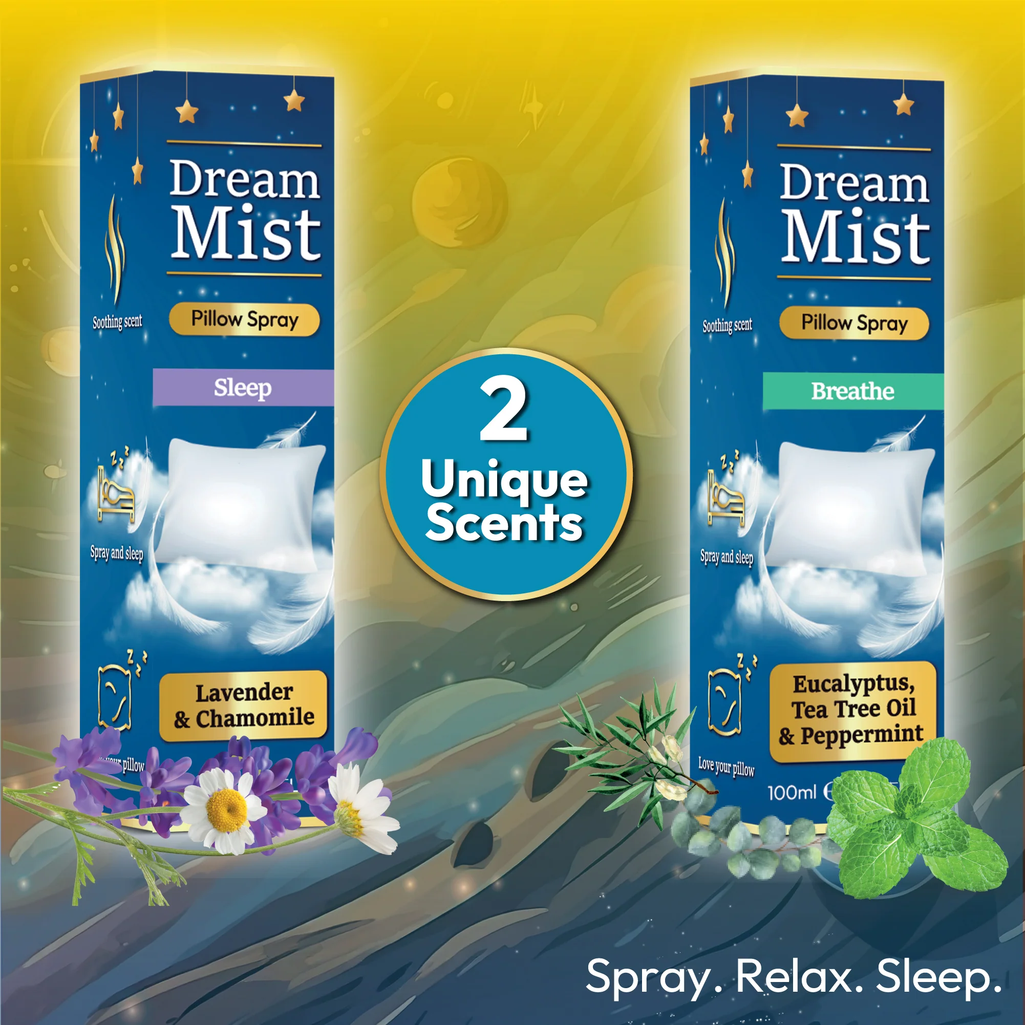 Dream Mist Pillow Spray & Infused with Eucalyptus, Tea Tree Oil & Peppermint - iN Home - Image 4