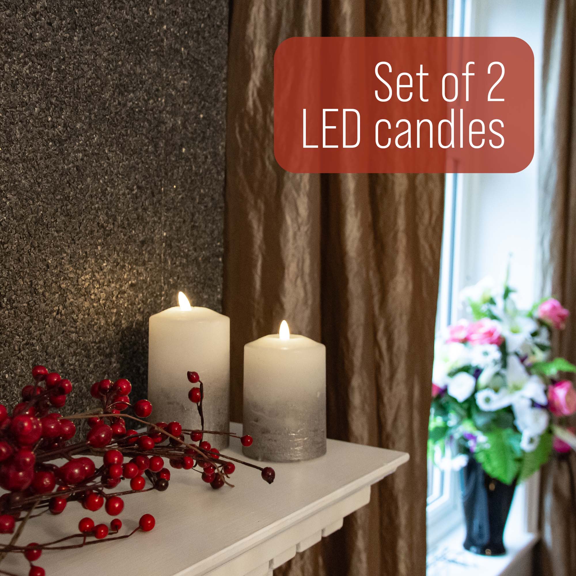 Flameless LED Candles (Ombre) with remote control (Set of 2) - iN Home - Image 6