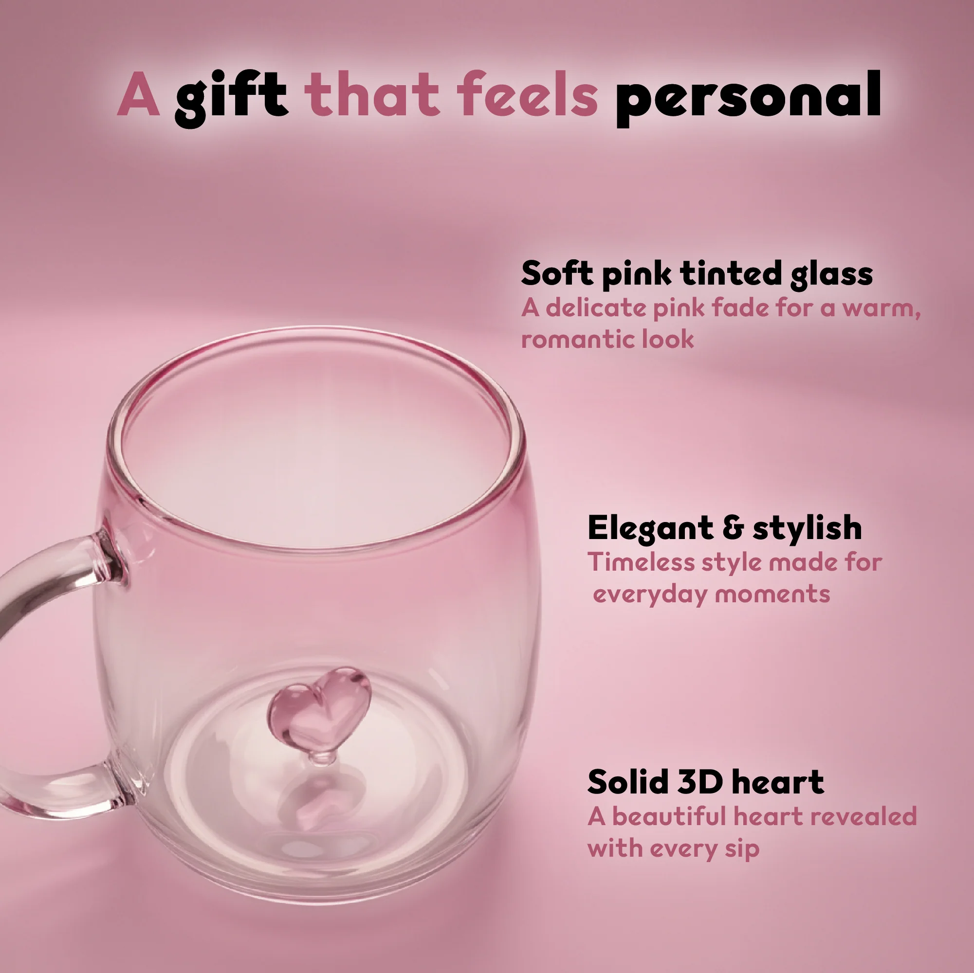 Glass Cup with 3D Heart – Clear Glass Mug Romantic Valentine’s Day Gift for Her & Him - Image 3