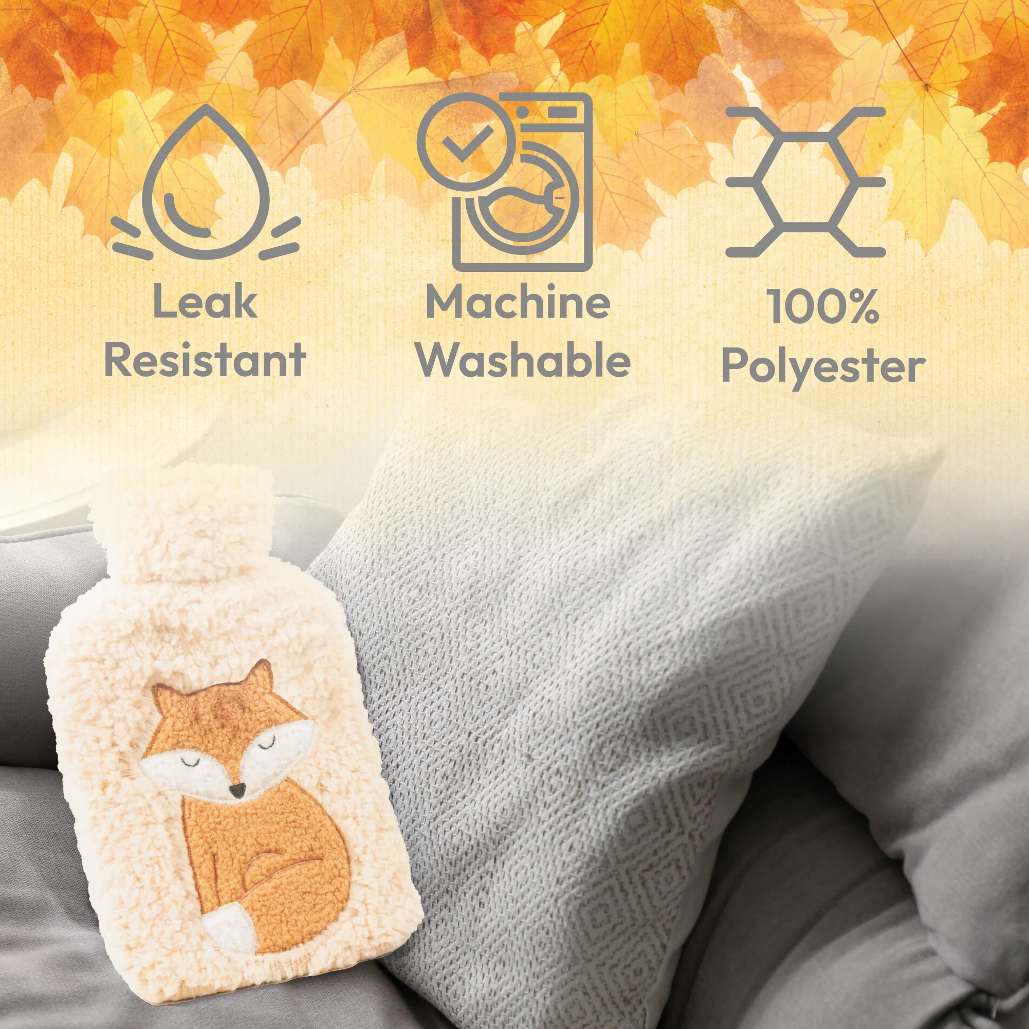 Hot Water Bottle with Soft Cover -  Light Pink - Image 5