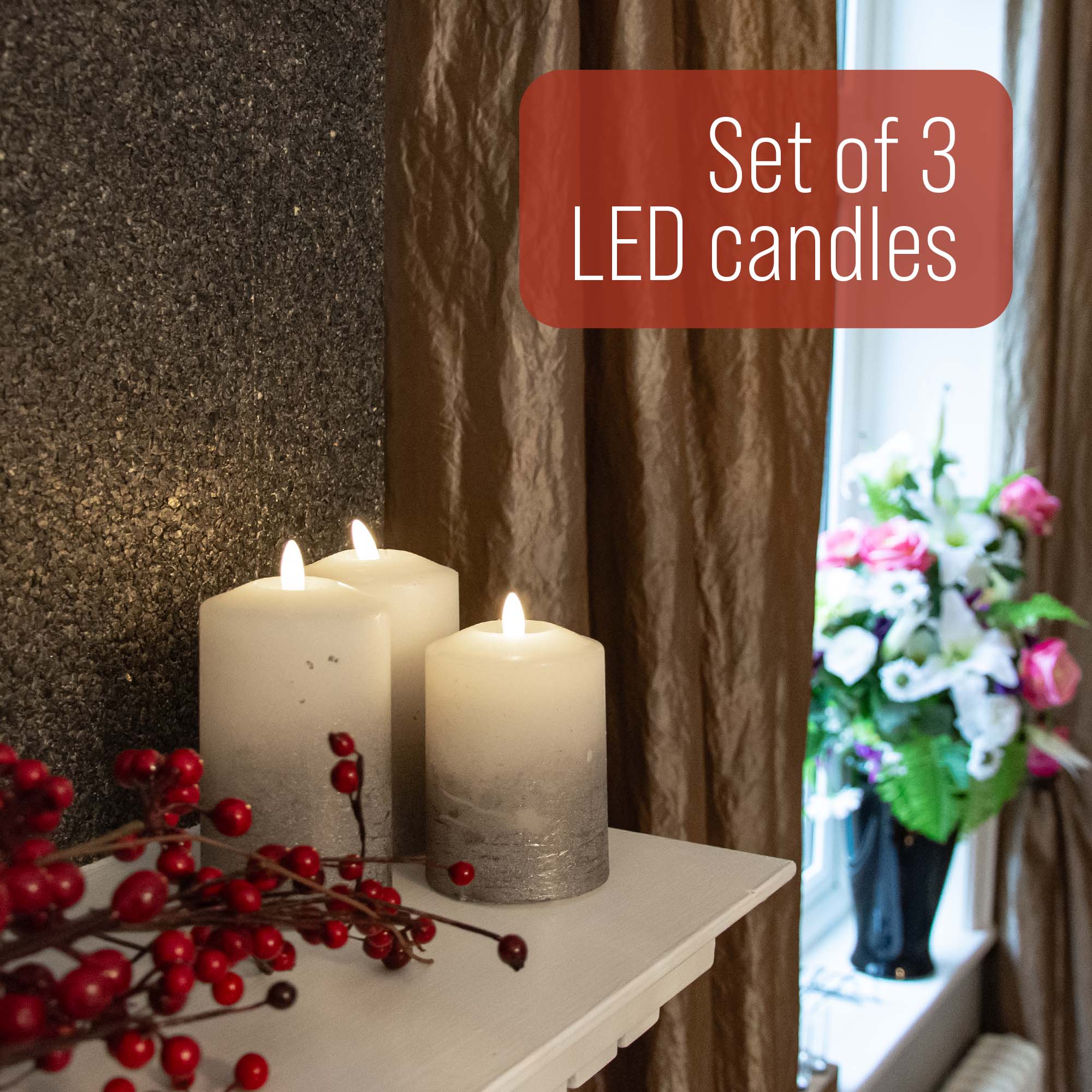 iN Flameless LED Candles (Ombre) with remote control (Set of 3) - Image 4