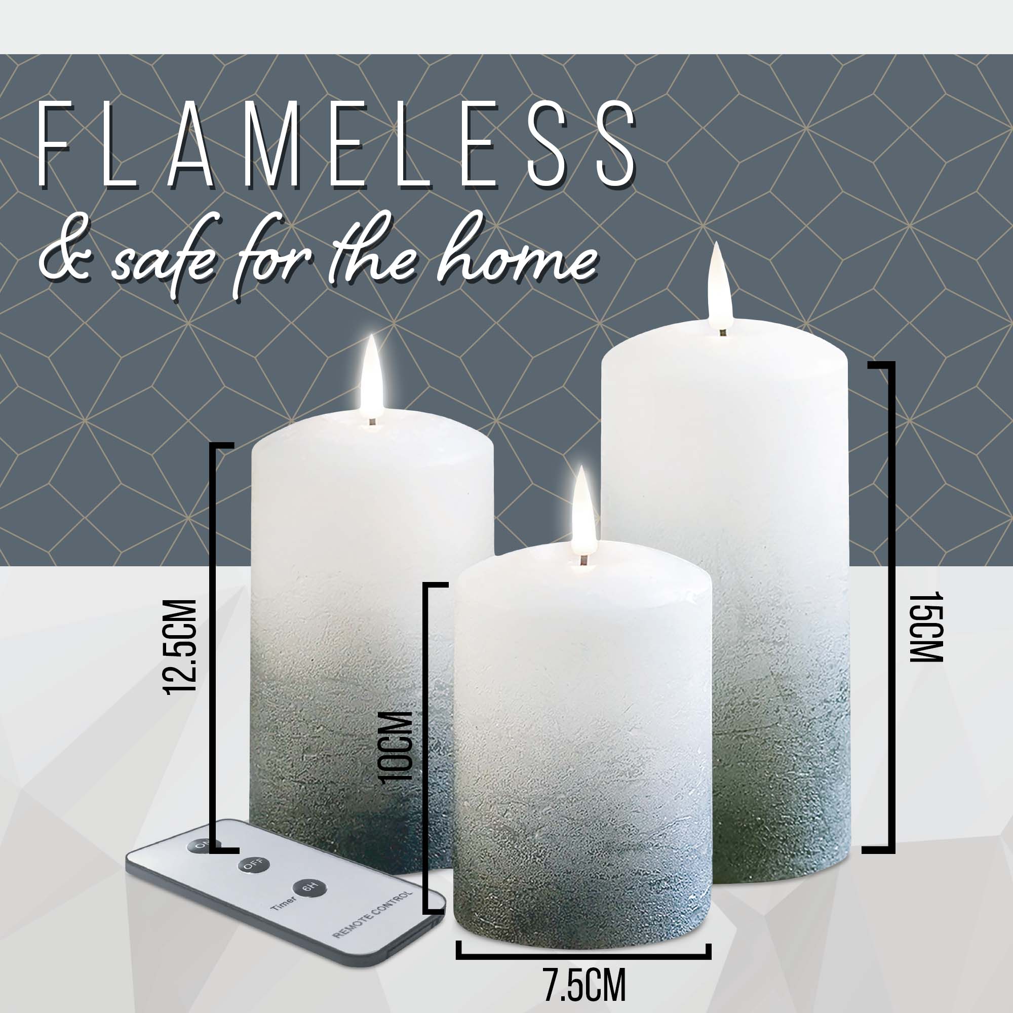 iN Flameless LED Candles (Ombre) with remote control (Set of 3) - Image 7