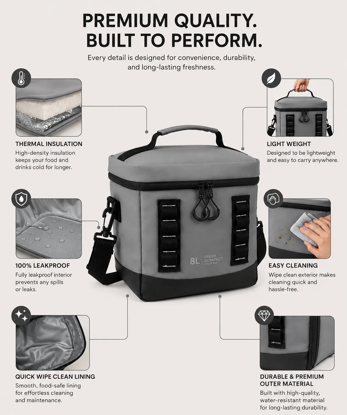 iN 8L Insulated Cooler Bag – Leakproof Waterproof Lunch Bag with Thermal Cooling - Image 11