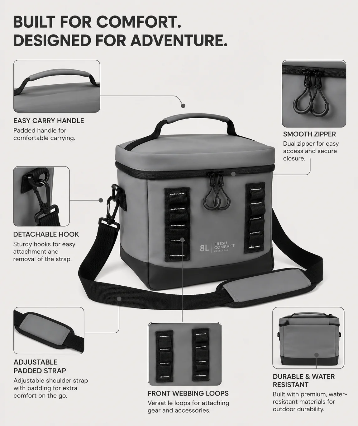 iN 8L Insulated Cooler Bag – Leakproof Waterproof Lunch Bag with Thermal Cooling - Image 4