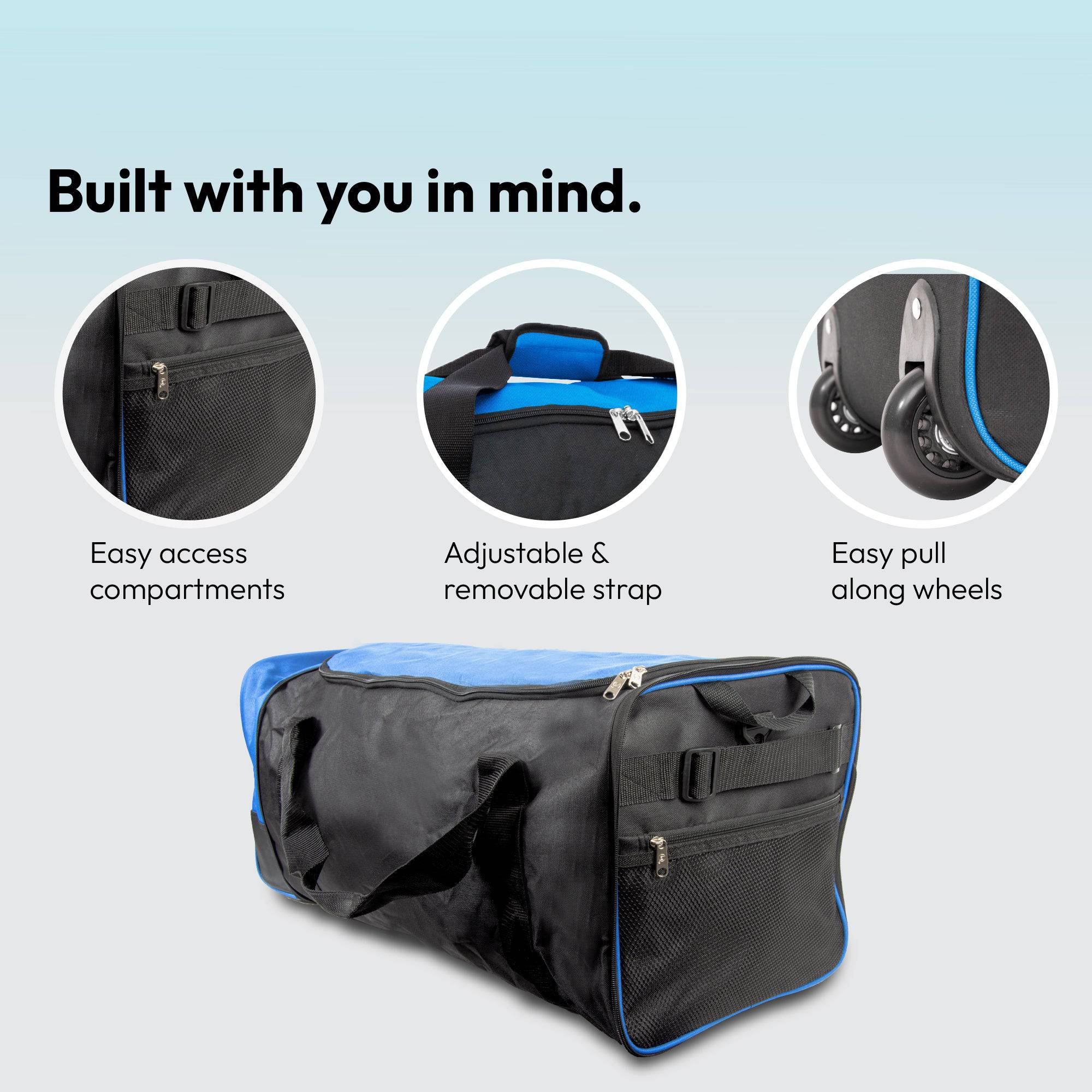 Large Travel Bag With Wheels (Blue) - iN Travel - Image 3