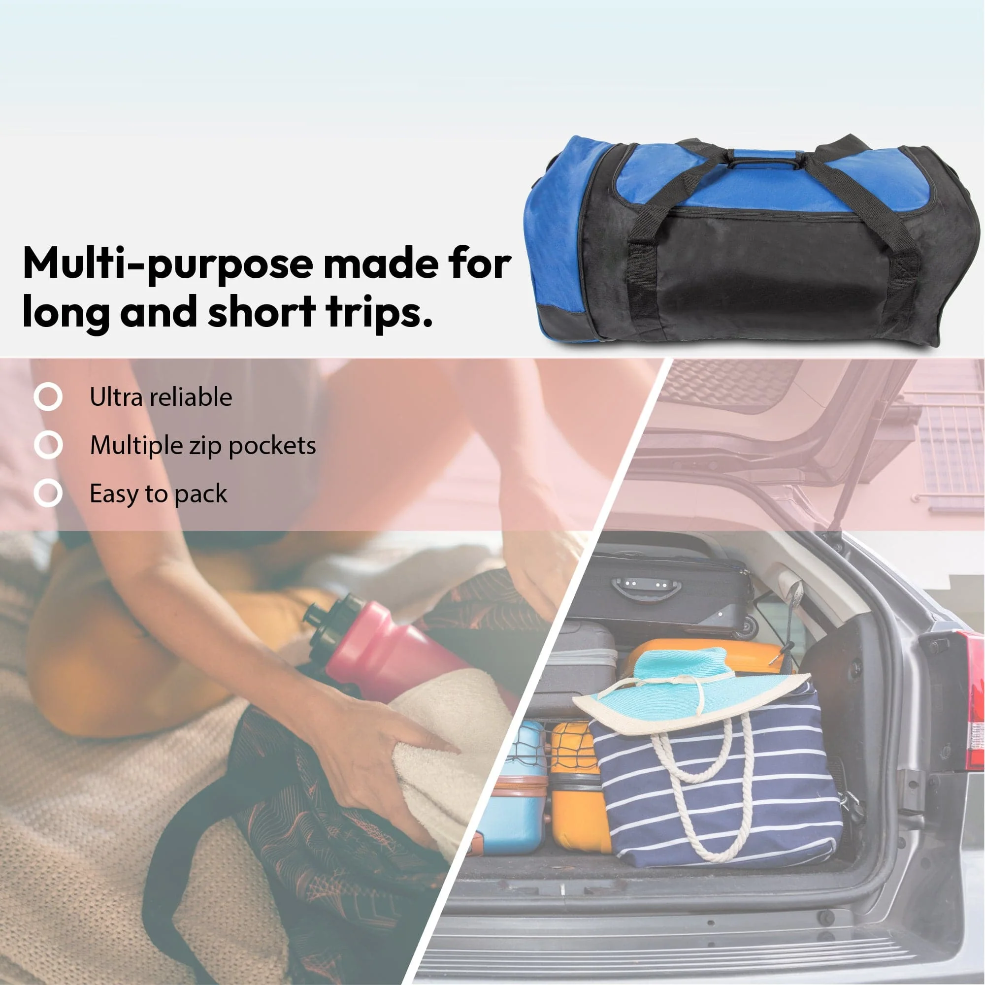 Large Travel Bag With Wheels (Blue) - iN Travel - Image 4