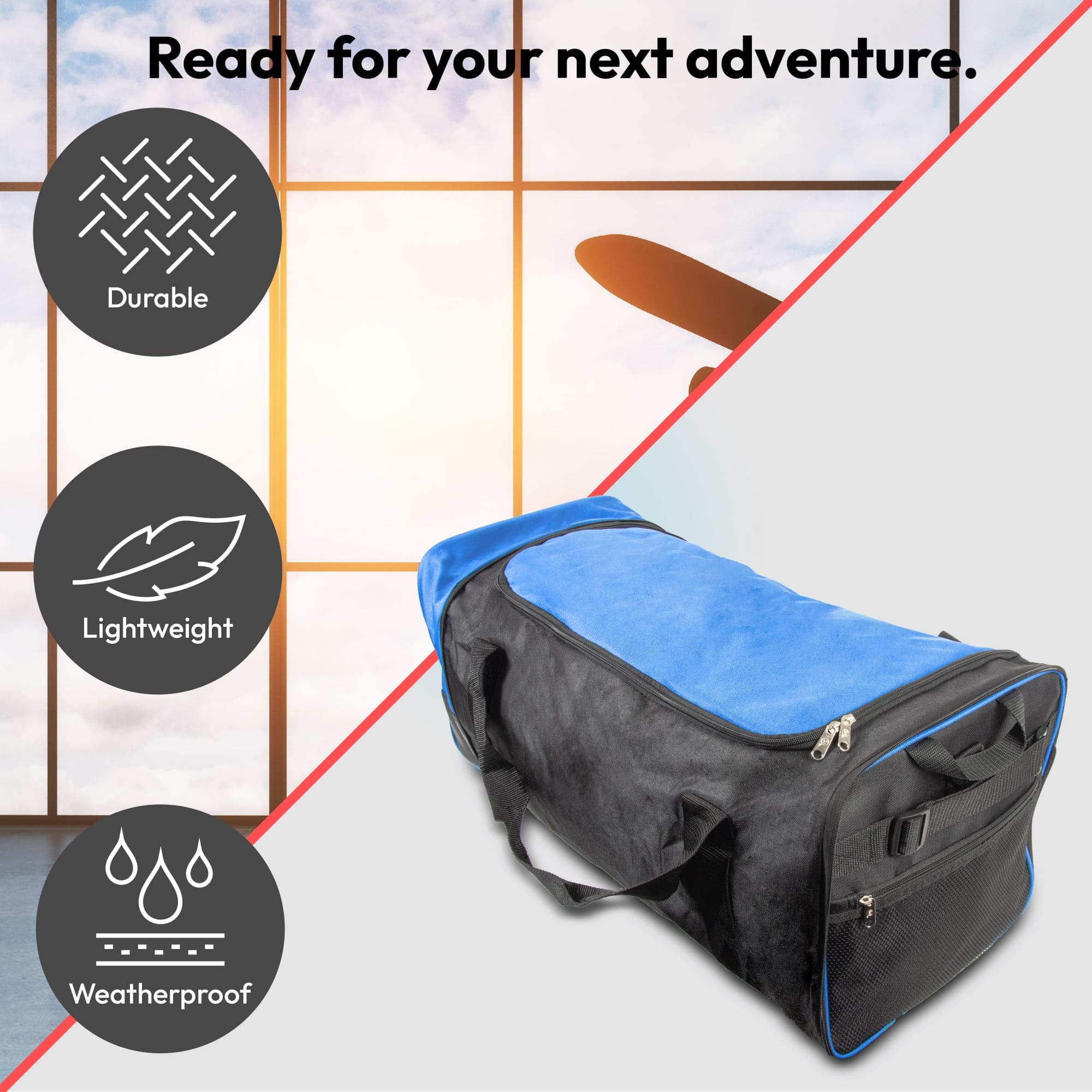 Large Travel Bag With Wheels (Blue) - iN Travel - Image 5