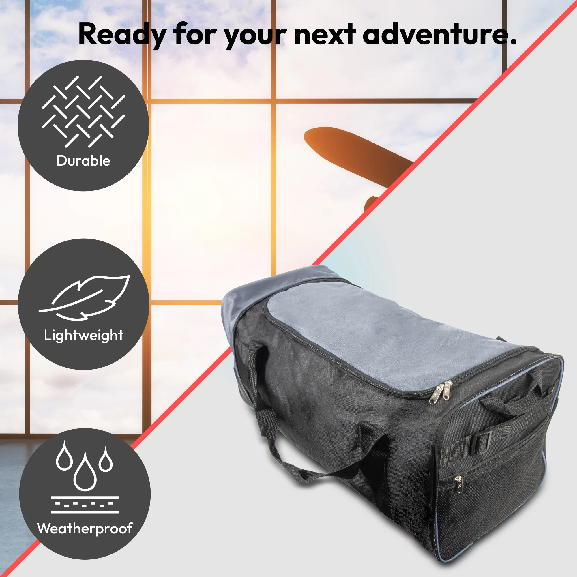Large Travel Bag With Wheels (Grey) - iN Travel - Image 5
