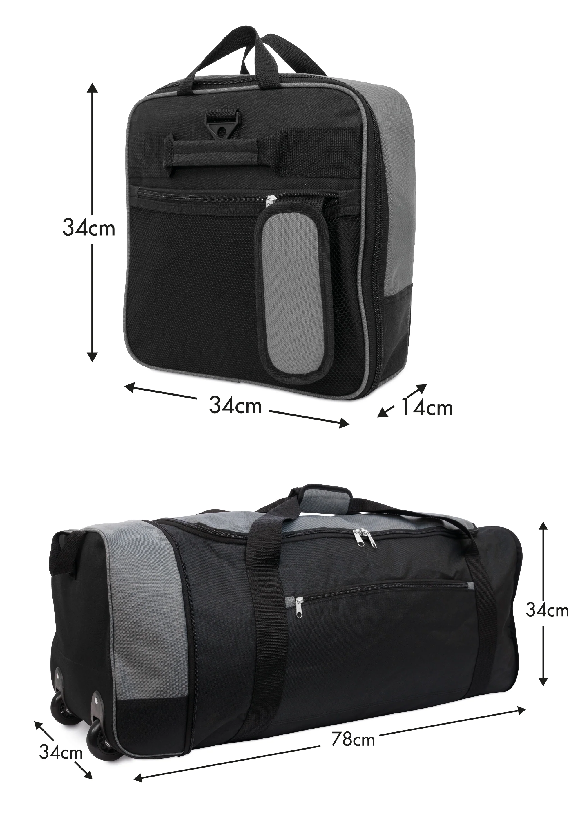 Large Travel Bag With Wheels (Grey) - iN Travel - Image 9
