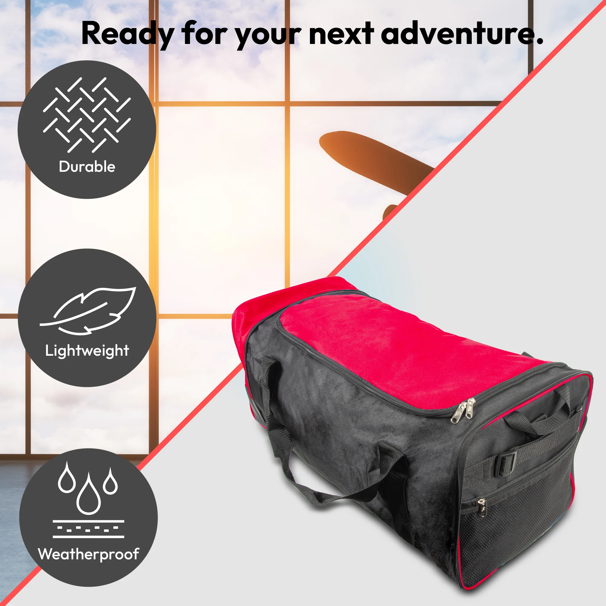 Large Travel Bag With Wheels (Red) - iN Travel - Image 8