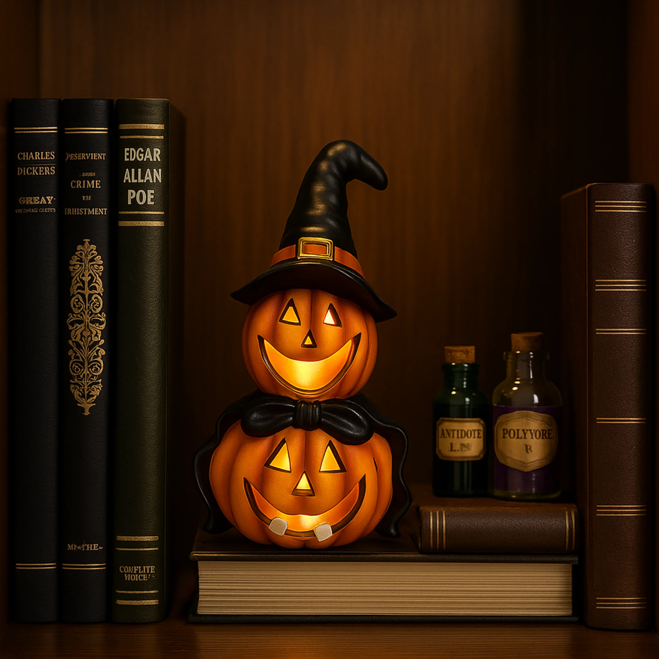 LED Colour Changing Ceramic Halloween Witch Pumpkin – Real Ceramic Halloween Decoration with Batteries Included – Indoor & Outdoor Use – 24x14cm Party Ornament - Image 4