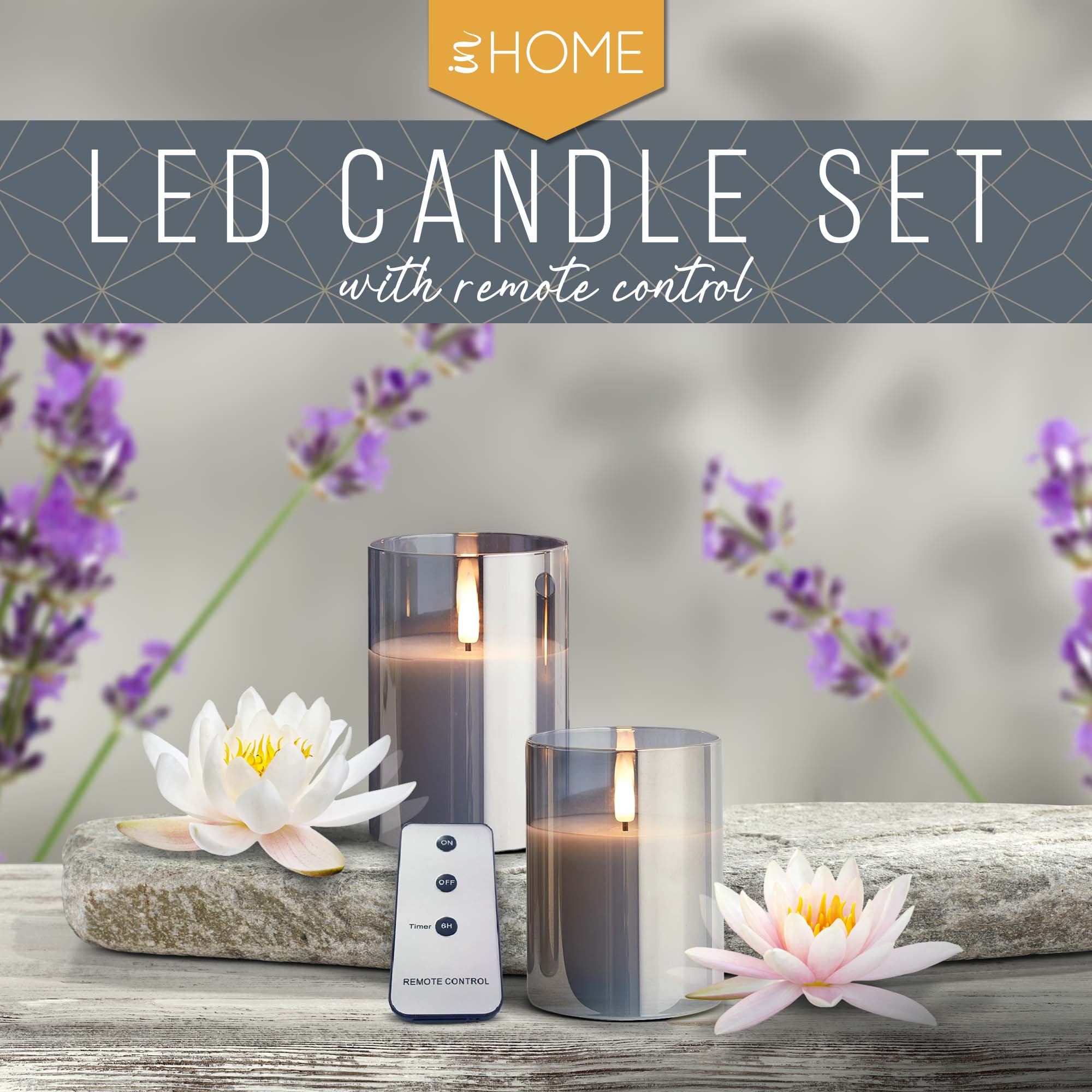 LED Flameless Glass Candles Set with Remote Control (Set of 2) -iN Home - Image 3