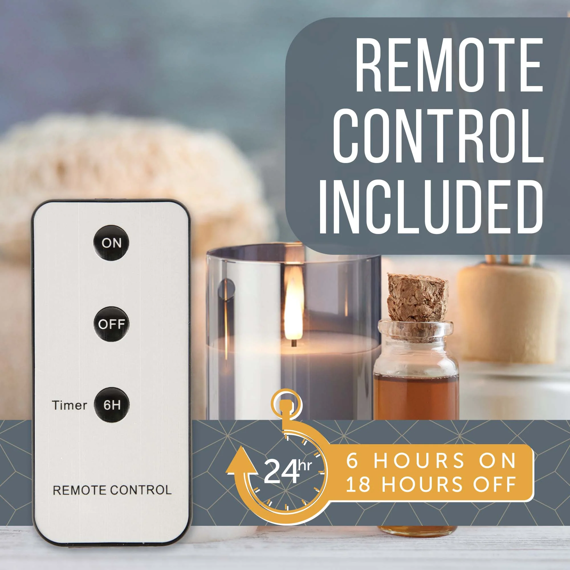 LED Flameless Glass Candles Set with Remote Control (Set of 2) -iN Home - Image 4