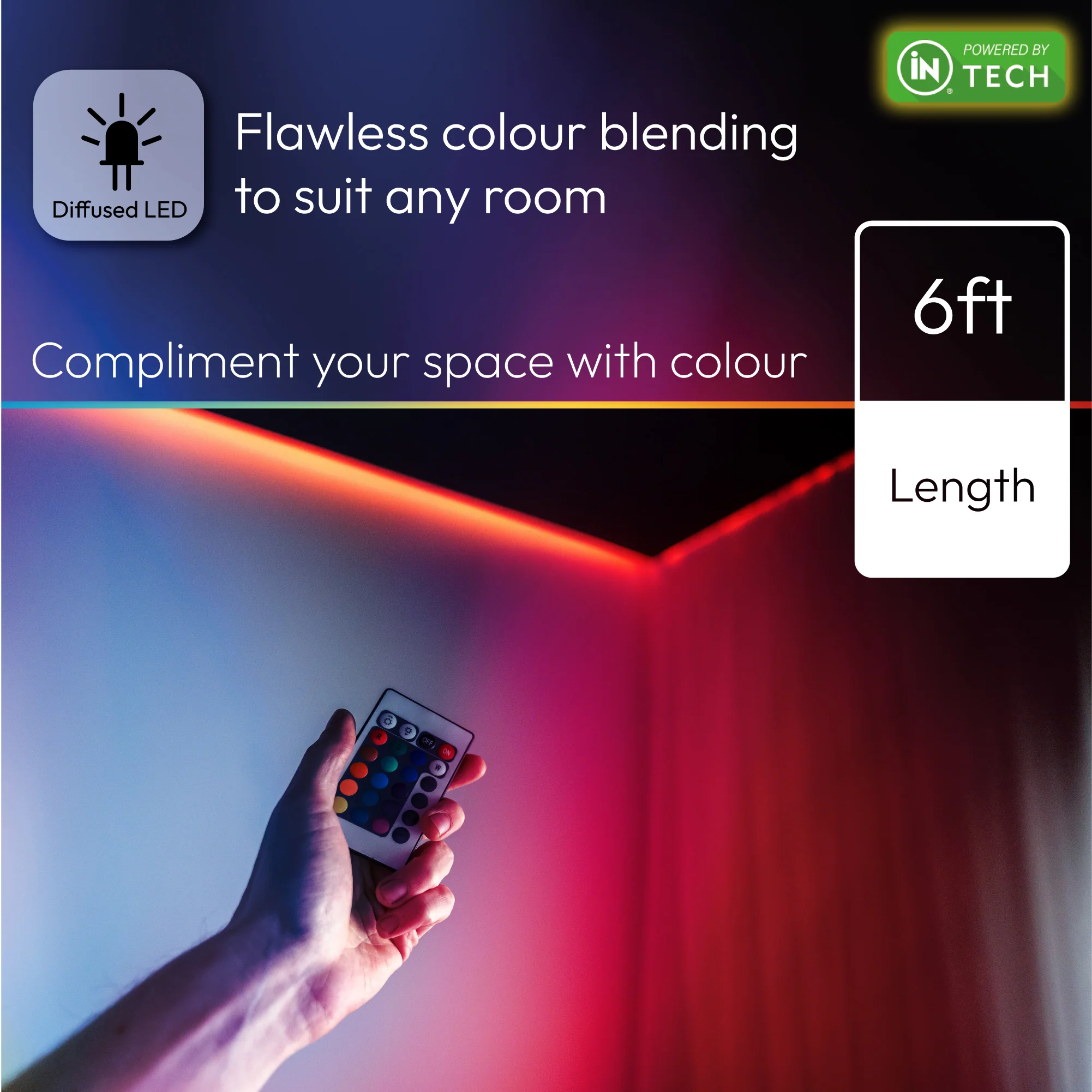 LED Strip Light - RGB Colour Changing Light with Remote - iN Tech - Image 3