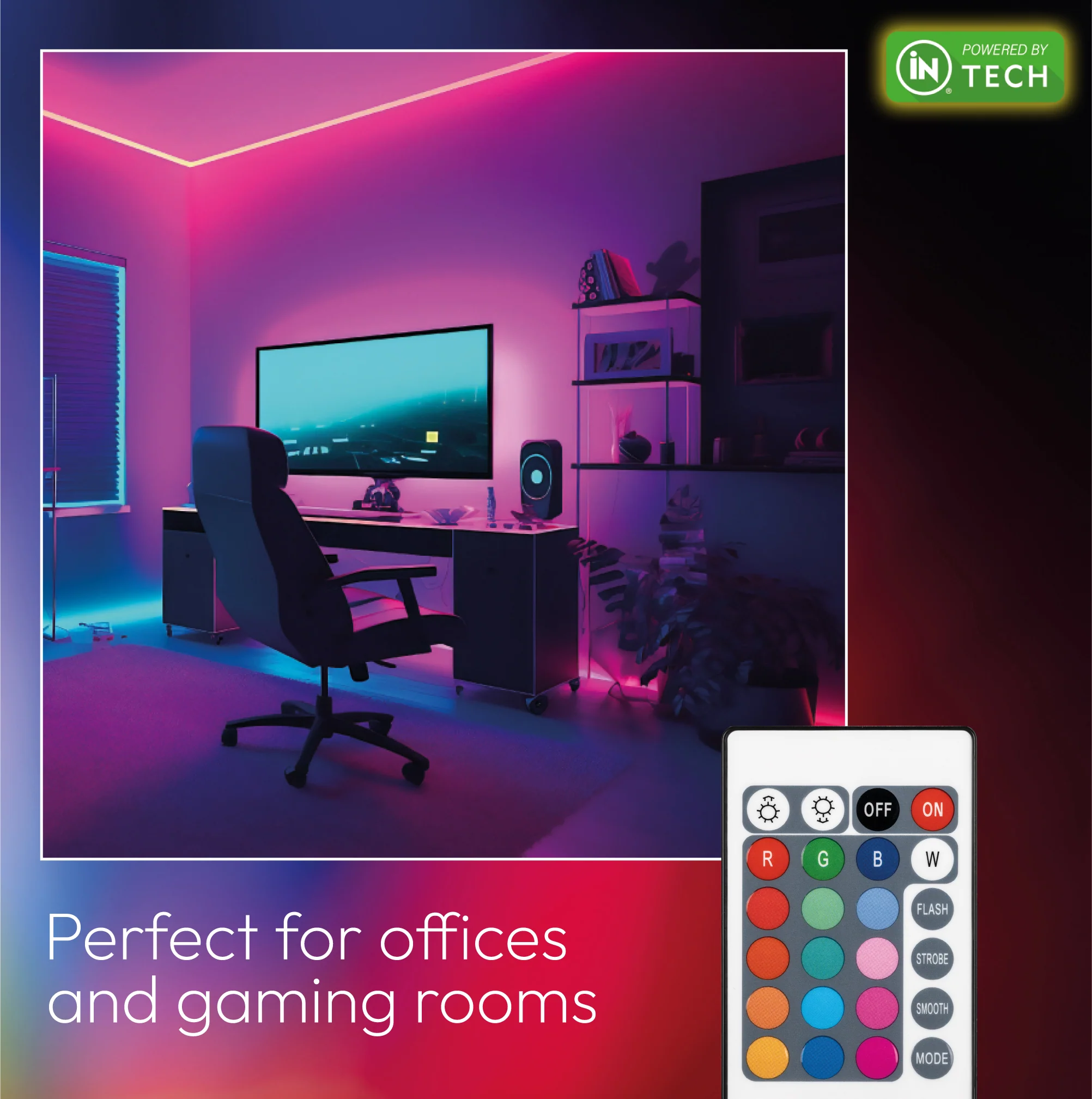 LED Strip Light - RGB Colour Changing Light with Remote - iN Tech - Image 6