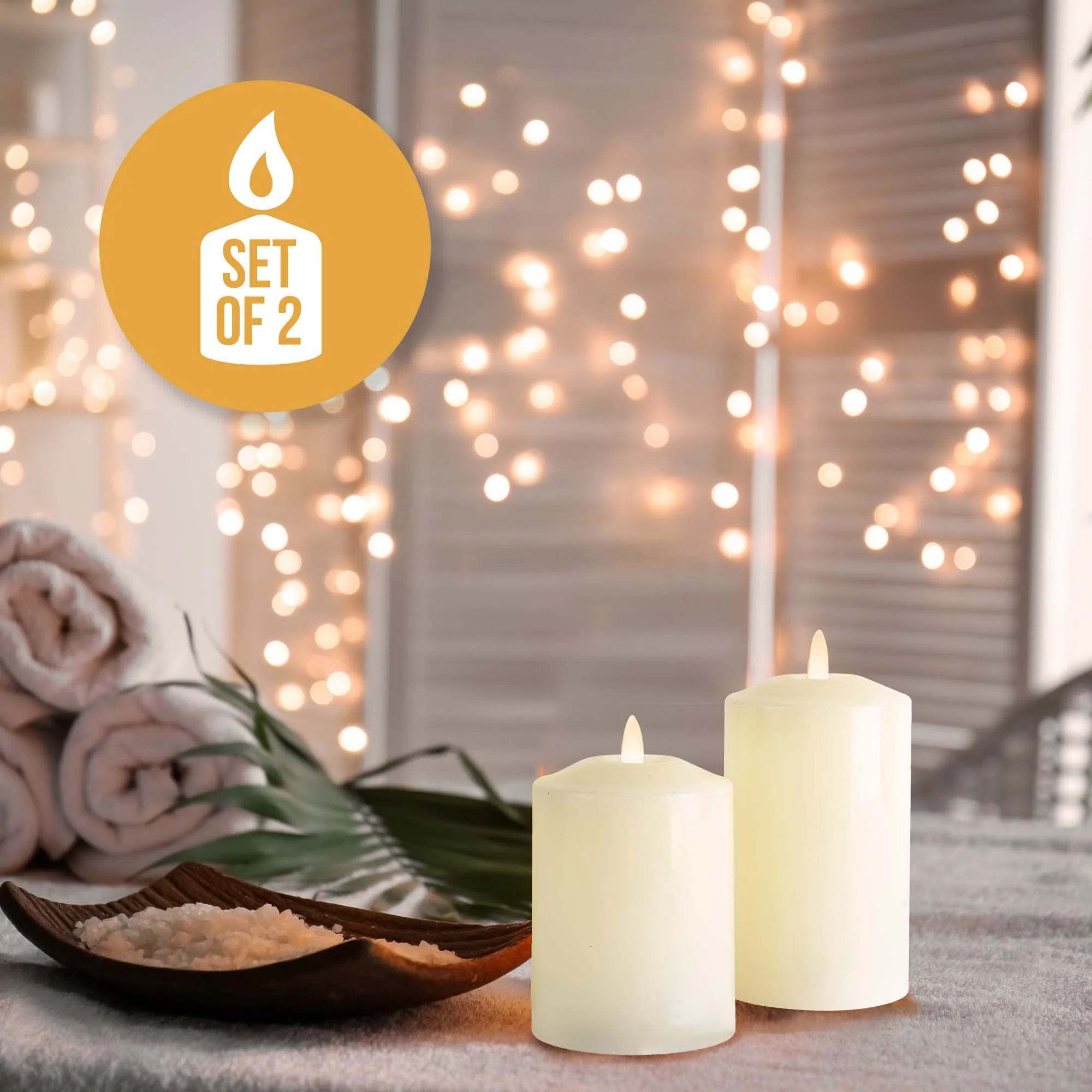 Neutral Flameless LED Candles (Set of 2)- iN Home - Image 3