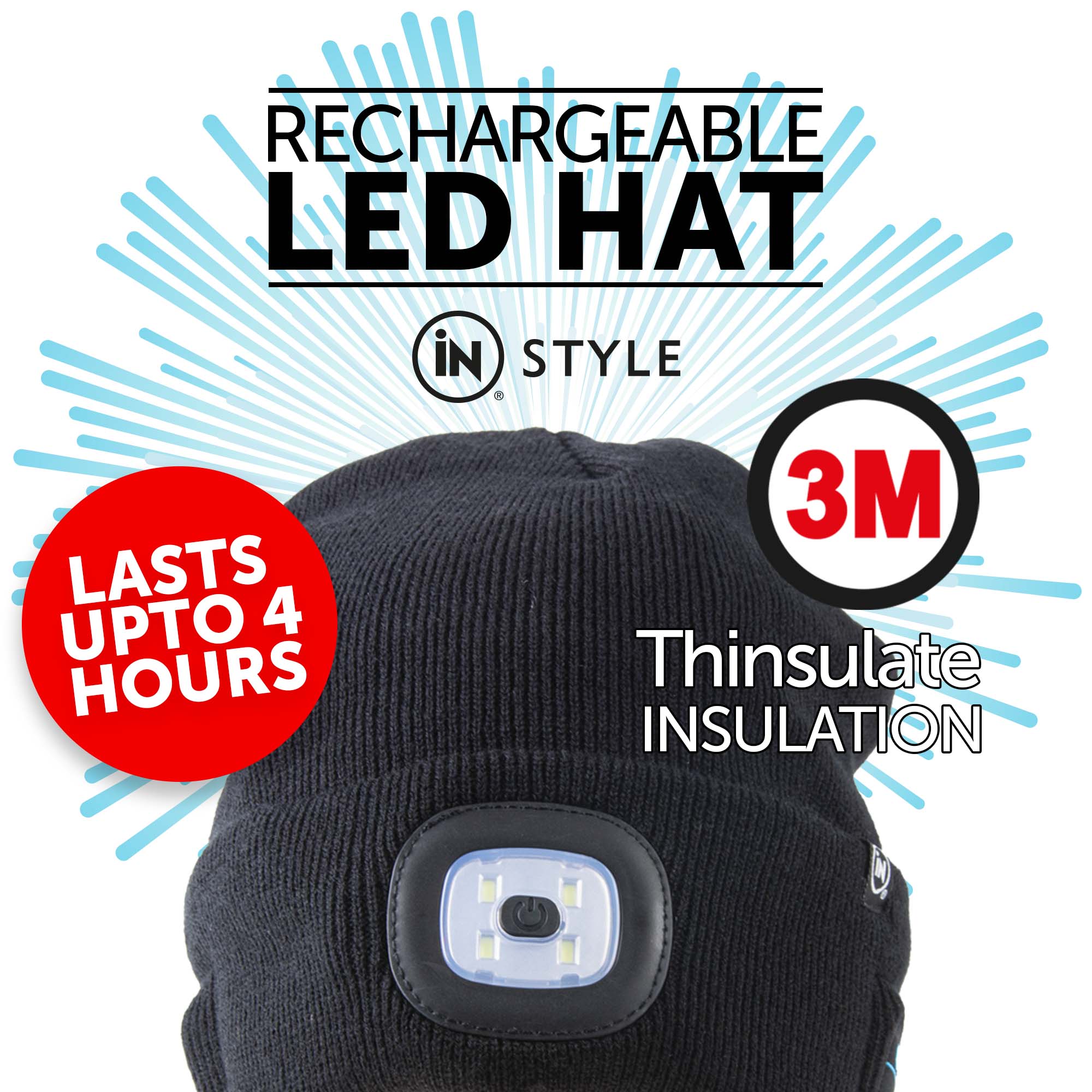 Rechargeable Bluetooth LED Beanie Hat (Unisex) - iN Style - Image 2