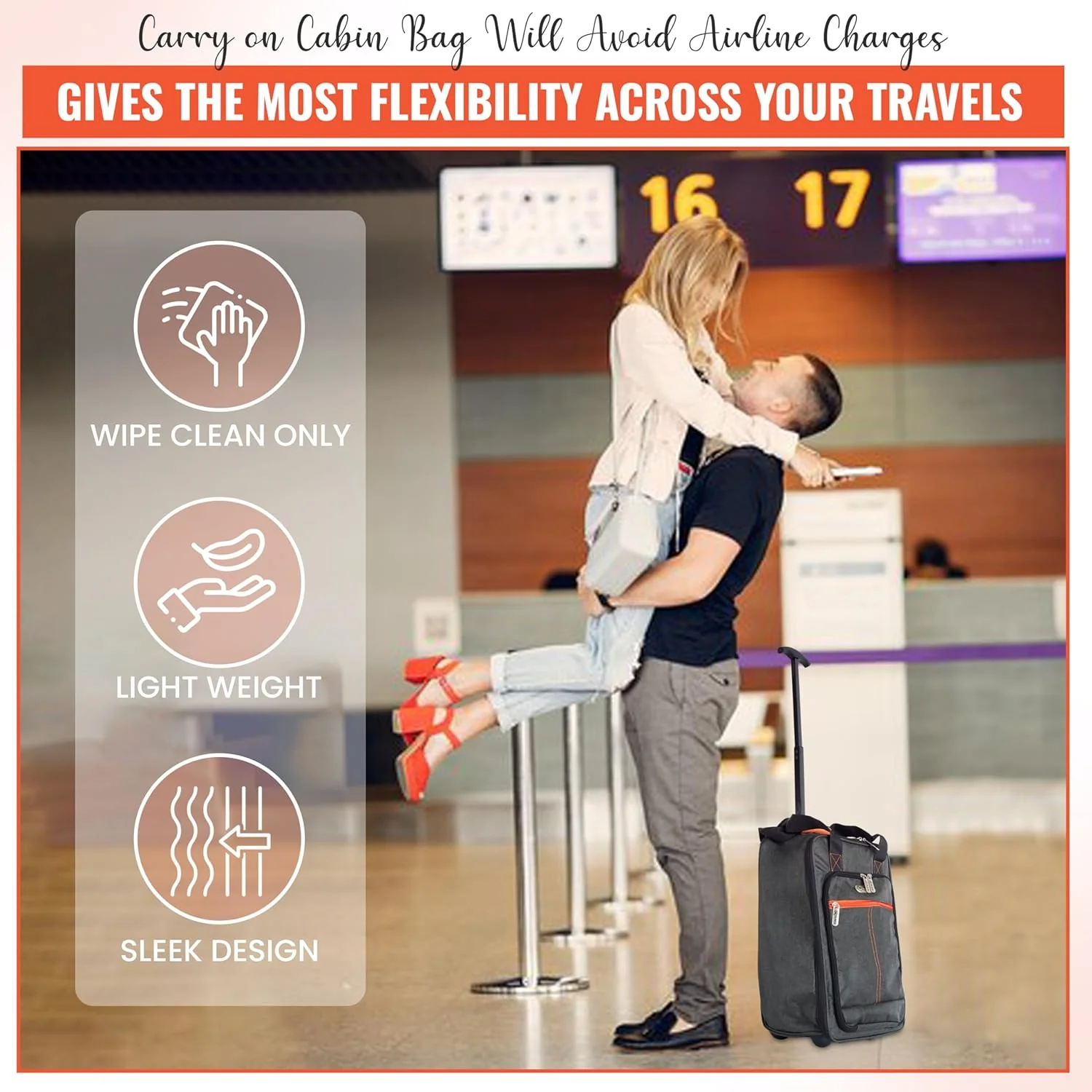 Underseat Cabin Bag | Lightweight Travel Holdall on Wheels - Ryanair EasyJet Approved - Image 3