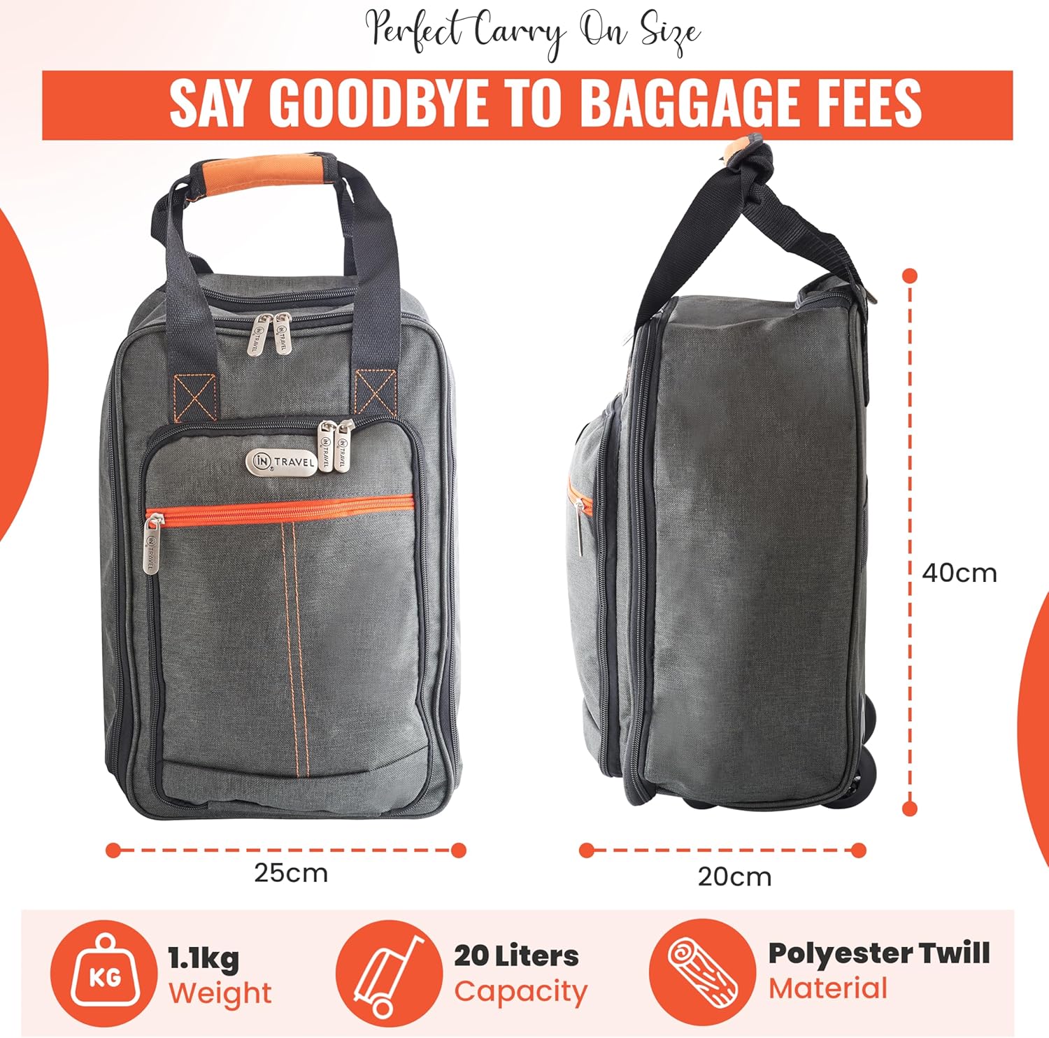 Underseat Cabin Bag | Lightweight Travel Holdall on Wheels - Ryanair EasyJet Approved - Image 8