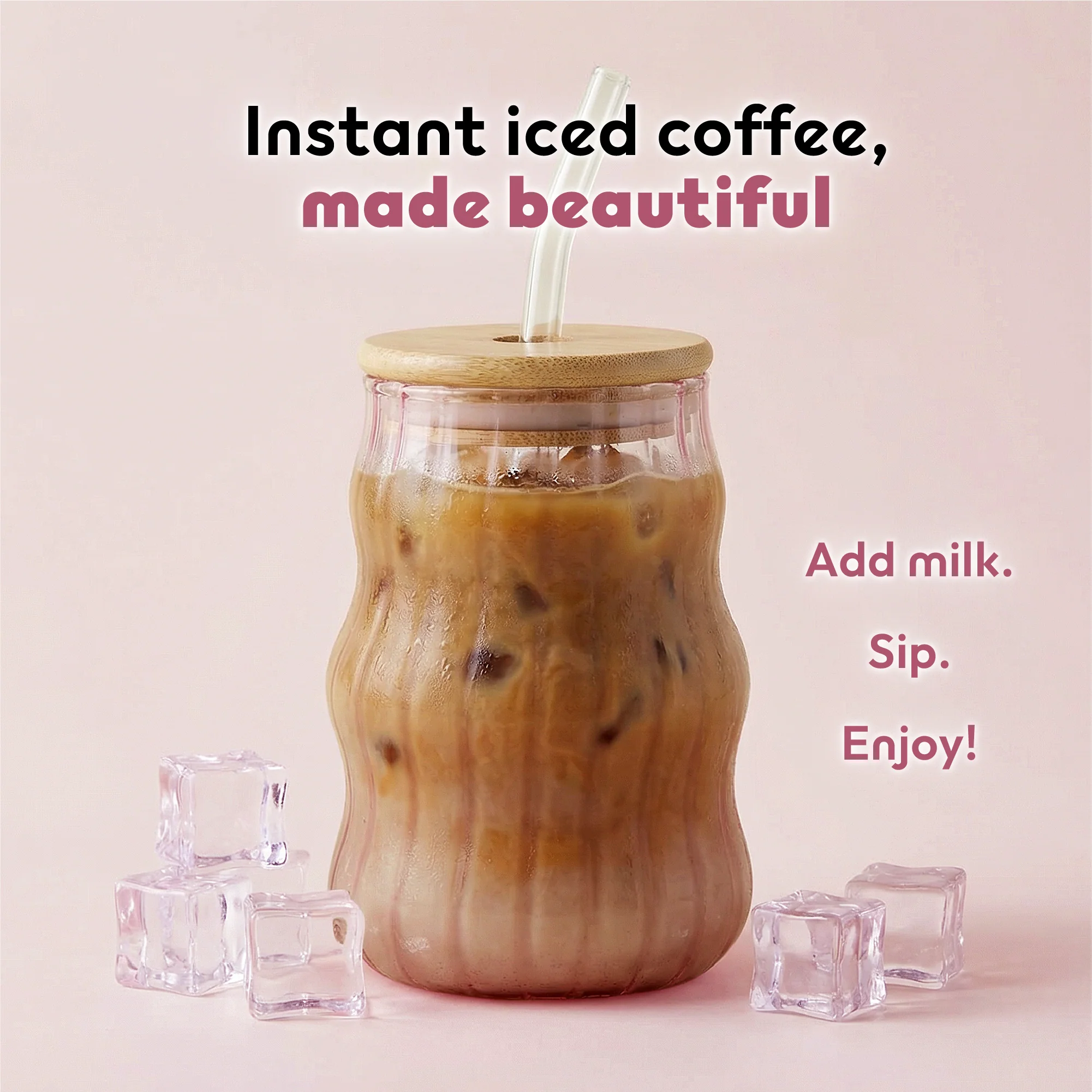 Wavy Iced Coffee Glass - Aesthetic Cold Brew Cup for Coffee Lovers - Image 3
